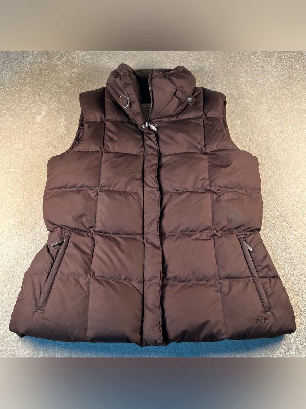 Eddie Bauer Down Filled Vest Puffer Brown EB700 Goose Down Women's Large